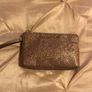 Michael Kors sparkly rose gold wristlet /wallet